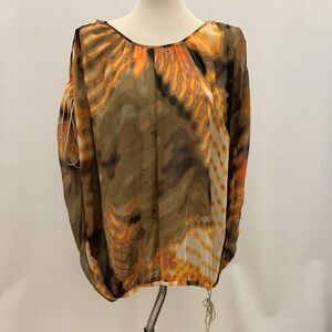 She Said... Women's Top Medium Yellow Orange Brown Multi-color